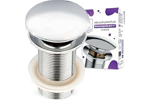 M. ROSENFELD HOME Bonde lavabo SANS trop-plein chrome - bonde pop up 1 1/4 pouce en inox & laiton pour vasque - bonde bonde lavabo valves pop-up - installation facile