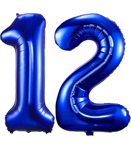 2 Numero di Palloncini 12, Numeri 12 Anni Compleanno Decorazioni Blu