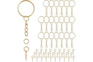 GYXCELC Schlüsselring mit Kette 86 Schlüsselanhänger Basteln Set,86 Schlüsselanhänger Ringe Kette + 86 Schrauböse Pins- Schlüsselringe 25mm für Schlüssel Handwerk DIY, Taschen Schmuckherstellung (Golden)