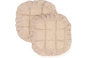 PARAMAISON Cuscini Coprisedia Shabby Chic Melange, Set da 2 pezzi, Trapuntato, Imbottito, Fissaggio con 4 Alette, 40x40 cm, Vari Colori