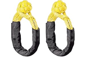 Amusingtao Soft Shackle - Grilletes sintéticos Flexibles Ligeros y Ajustables con Funda Protectora para Remolque Todo Terreno para remolcar Otro vehículo (Amarillo)