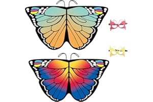 weigav Halloween/Party/Carnival Costume Fairy Wings Gel for Children, 4-Piece Accessory Set by Girls Butterfly Wings Gel Cape, Butterfly Scarf for Festival Gifts