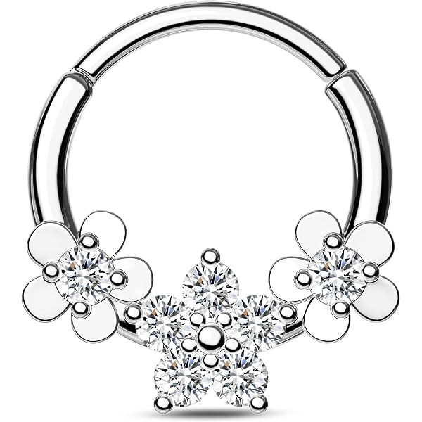 CM Crareesi Mania Anneau Septum Abeille Acier Inoxydable 316L - Piercing Daith Fleur