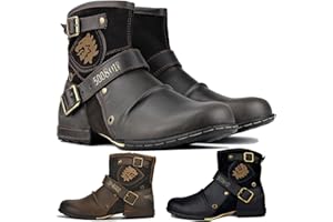 Generico Stivali Moto Uomo - Stivaletti Biker con Cerniera - Stivali Impermeabili Stile Western - Scarpe Casual Comode e Robuste - Taglie Grandi Disponibili