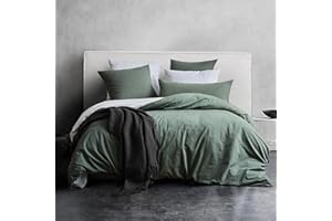 ‎SOULFUL SOULFUL Bettwäsche 155x220 Baumwolle, Bettwäsche-Sets Salbei Grün mit Reißverschluss, Ähnliche Textur wie Stone Washed Leinen, Enthält 1 Bettbezug 155x220 und 1 Kissenbezug 80x80