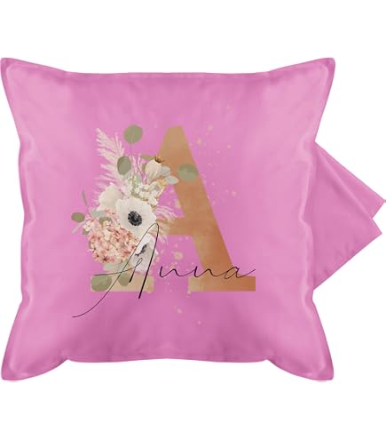 Personalisiertes Kissen Mit Initiale – 50x50 Cm, Aus Recycelter Baumwolle, Mit Reißverschluss, Geschenkidee