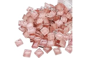 Yatinkim Mosaikfliesen Rosa Quadrat Crystal Bulk Glasmosaikfliesen Glitzer Mosaik Steine Mini für Haus Deko Bastelzubehör Geschenk Spiegel Blumentöpfe 160g