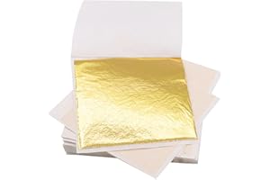 AJUNLKVDR 200 Blatt Blattgold,Blattgold Zum Basteln,Gold Papier für Goldfolie,Leaf Anlegemilch Blattmetall,Goldenes Goldpapier Acrylmalerei,Bastel Goldblätter Bastelfolie,Goldblattblätter Diy (8.5 * 8cm)