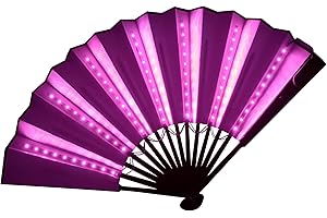 B BachVibes Abanico Plegable LED: El complemento perfecto para fiestas, festivales, discotecas y conciertos de música (Rosa)