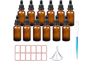 TUAKIMCE 12 x 30 ml Pipette Bottle with Glass Pipette, Brown Glass Bottles, Apothecary Bottles with Dropper Pipette, Dropper Bottle Set for Essential Oils, Perfume Oils, Liquid Dyes, Aromatherapy