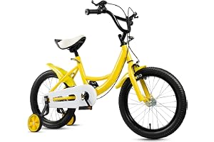 CHIMHOON 16 tums barncykel, cykel för pojkar och flickor med stödhjul och dubbelt bromssystem, höjdjusterbar barncykel, stadscykel från 5 år för utbildning, utomhus
