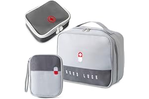 AERULND 3 Stück Medikamententasche, ReiseapothekeTasche,Große Kapazität Wasserdichte Notfalltasche Leer Erste Hilfe Tasche Medizin Aufbewahrungstasche Tragbar Medikament Tasche für Office,Home,Reisen (Grau)