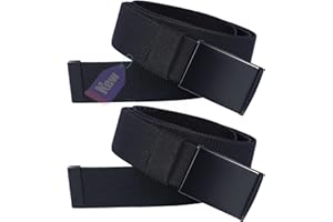 Boneke Cintura elastiche per gli uomini, 2 Pezzi Nylon Canvas Cintura Casuale in tessuto traspirante con fibbia regolabile in metallo, cintura unisex per il lavoro e lo sport all'aperto