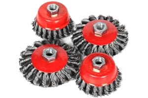 GRABACZ 4pcs Twist Knot Wire Brush Set Kit, Fit for 115mm Angle Grinder