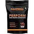 NAKPRO Perform Whey Protein Concentrate 1kg DoubleRich-Chocolate | 24g Protein, 5.3g BCAA | Trustified Certified 100% Authentic Supplement Powder & No Adulteration | Fast Absorbing Whey Protein Powder
