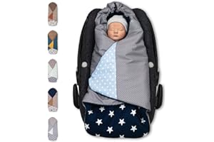 ULLENBOOM Coperta in cotone per neonato, copertina avvolgente bebè per ovetto e passeggino, 0-9 mesi | BLU, AZZURRO, GRIGIO