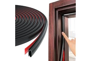 MOVSTRIKER 12M Weather Stripping Door Seal Strip, D-Shape Black Self-Adhesive Window Seal Strip Rubber Soundproof Waterproof Draught Excluder, Suit for 2.5 to 5.5mm Gap Door Frames