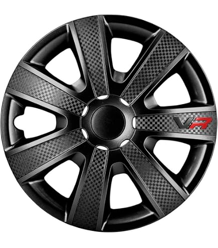 Simoni Racing TEC/15SB – Set 4 Copricerchi Da 15 Pollici Nero E Silver Per Auto