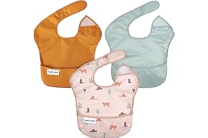 Tiny Twinkle Baby Lätzchen Mess Proof Baby Lätzchen Entwöhnung Lätzchen Wasserdicht Fütterung Lätzchen für Kleinkinder 6-24Monate Maschine waschbar und verstellbare Seite Verschluss Baby Food Lätzchen