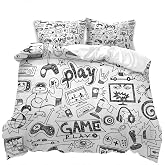 Stillshine. Duvet Cover for 90/105/135/150 Youth Boys Girls Game Player Gamepad Controller White Black Microfiber Pillowcase