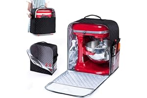 BAGSPRITE Abdeckung für Standmixer mit Geräteschiebern, kompatibel mit KitchenAid Mixer, Aufbewahrungstasche für 4,5/5 Quart mit Taschen für Küchenhelfer, Zubehör und Aufsätze