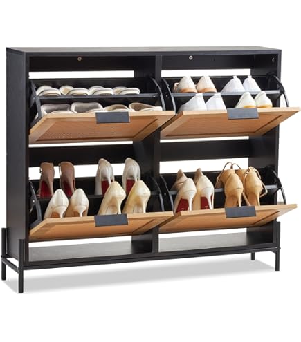 Meuble À Chaussures À 2 Abattants, Rangement Pour Chaussures 2 Niveaux
