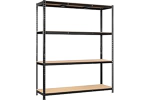 Yaheetech Étagères de Rangement 150 x 45 x 180 cm Charge Lourde Max 1024 kg Clipsable Résistant Étagères de Rangement Garage Cuisine Chambre Noir