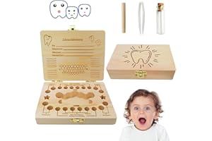 TECHEEL Milchzahndose Holz Zahnbox Zahndose Milchzähne Box Zahnbox für Milchzähne Junge Mädchen Milchzahndose Jungen Zahndose Aufbewahrungsbox für Vorschulkind Zähne
