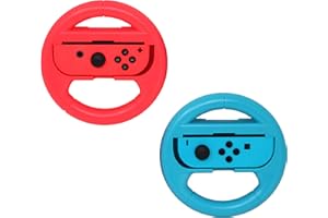 KamKorda Switch Wheel, Switch Steering Wheels for Nintendo Switch & OLED Joy-Cons, for Mario Kart 8 Deluxe, TWIN PACK, Blue, Red