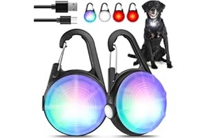 MONHALL Hund Lichter für Nacht Spaziergang, 2er-Pack wiederaufladbare Clip auf Hund Kragen Licht blinkendes Licht wasserdicht für Nacht und Kinder Schultasche Reflektor, Sicherheitslicht für Kinder und Hund