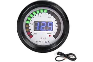‎KIMISS KIMISS Air Fuel Ratio AFR Gauge Kit, 52 Mm Auto Air Fuel Ratio Gauge LED Blau Digital für 12 V 4/6/8 Zylinder Benzinfahrzeuge