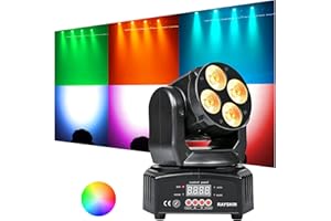 RAYSHIN LED testa mobile professionale DMX512 RGBWA/UV 50 W 16/18 CH Professional Mini Moving Head Illuminazione Palcoscenico 6 in 1 effetto strobo per DJ discoteca ristorante club matrimonio casa party.