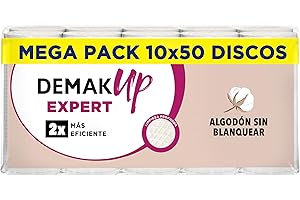 Demak'Up Expert 10x50 Discos de algodón desmaquillantes Ovales - Fibra de Algodón Natural sin Blanquear - 500 Discos de algodón