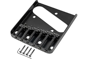Musiclily Pro 54mm Ponte Telecaster Fisso 6 Sellette Barrel Vintage per Chitarra Elettrica tipo Tele, Nero