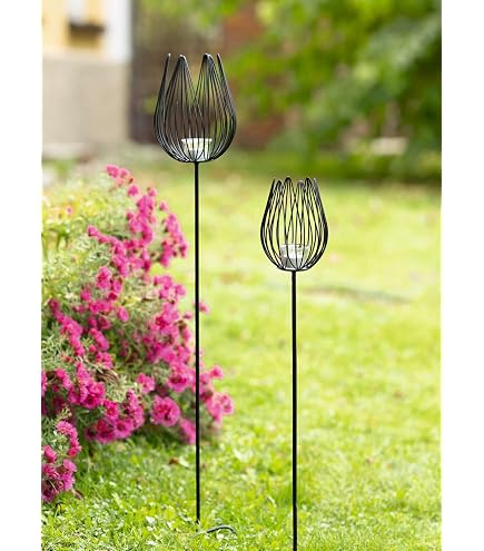 BURI Metall Gartenstecker Vogelkäfig Mit Windlicht - Silber/grau, Gartendeko