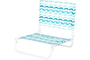 AKTIVE Chaise Basse Pliable de Plage avec Dossier, Structure Acier, siège Polyester, légère et résistante, 47 x 48 x 50 cm, Charge 110 kg, imprimé Bleu (62411)