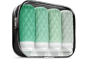 Lericttor Contenitori Viaggio Liquidi 100 ml, 4 Pezzi Bottiglie da Viaggio Aereo in Silicone, Set di Flaconi da Viaggio con Borsa da Toilette, Boccette da Viaggio per Shampoo, Lozione, Cosmetici