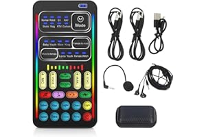 DENASH Voice Changer Set, Disguising Your Voice Voice Changer, 8 Different Sounds Recording Mini Sound Card for Game Recording (English Version)