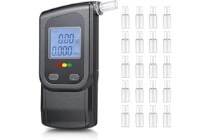Fizzyo Ethylotest Professionnel, Ethylometre Electronique avec 20 Embouts, Portable Alcotest de Haute Précision avec Mémoire Affichage Numérique Alcootest Électronique pour Usage Personnel Domestique