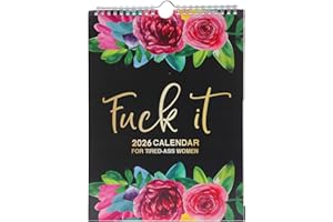 RUNMEIHE Fuck It Wall Calendar 2026, Funny Novelty Monthly Planner Calendar with Hanging Hook for Tired-Ass Women, Twin Wire Spiral Binding Thick Pape Sweary Calendar for Home Office Academic