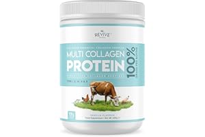 REVIVE NATURALS Vanille Multikollagen-Proteinpulver - 5 Arten von Kollagenpeptiden aus Nahrungsmitteln - Hydrolysiertes Grasfutterrind, wild gefangener Fisch und Freilandhuhn, ohne Geschmack, halal, 400g