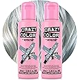 Crazy Color Metallic Graphite Semi-Permanent Duo Hair Dye. Highly Pigmented Silver Toner Conditioning & Oil Nourishing Vegan Formula | No Bleach or Ammonia | 200ml