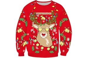 GENERIC Pull de Noël Enfants Pull Moche Noel Sweatshirt Garçon Sweat-Shirt Enfants Drôle Funky Col Rond Pulls de Noel Style Fête De Noël Décontracté Pulls De noëL Garçon Fille Sweatshirt d'hiver