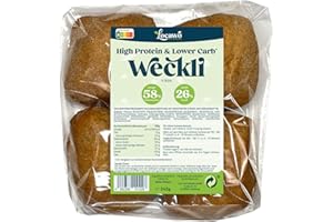 ‎LOCAWO Locawo High Protein & Low Carb Schweizer Weckli | Eiweißbrötchen | Voller Weizengeschmack | Vegan | ideal für eine eiweißreiche, kalorien- und zuckerreduzierte Ernährung