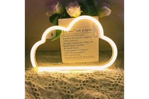 QiaoFei Lampe néon LED en forme de nuage, décoration murale pour Noël, fête d'anniversaire, chambre d'enfant, salon, décoration de fête de mariage (blanc chaud)