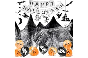 BLUELVES Halloween Palloncino Decorazione Set,kit Palloncini Feste halloween party,Decorazioni Halloween Casa,Happy Halloween Banner Ghirlande,Palloncino Foil Zucca,Fantasmi Palloncini per halloween addobbi