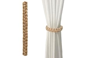 MARJORAMY 4er Pack Geflochtener Vorhang Raffhalter, Raffhalter Boho Vorhanghalter,Handgefertigte Vorhangbinder Für Office Wohnzimmer Schlafzimmer, Dekorative Vorhänge (Braun)