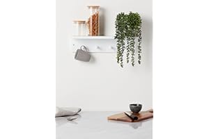 Haus Projekt Estantes de Pared con 4 Ganchos, Blanco, Fácil de Montar Perchero Pared Madera, Estanteria Baño Pared, Flotantes Cocina Estanterias Almacenaje, Baldas pour Toallas, Llaves, Decoracion