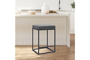 ‎ALPHA HOME ALPHA HOME Barhocker, Counter Höhe Barhocker mit Fußstütze, Frühstück Bar Stuhl von Pu Leder Backless, Küche Essen Cafe Stuhl für Innen und Außen (Grau)