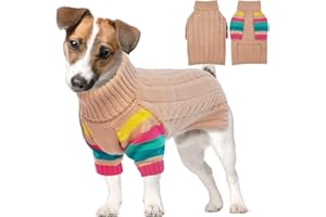 MHaustlie Pull Chien Moyen à Col Roulé en Tricot, Noel et Hiver Chaud, Thermique pour Jack Russells, Schnauzer (M, Rose)
